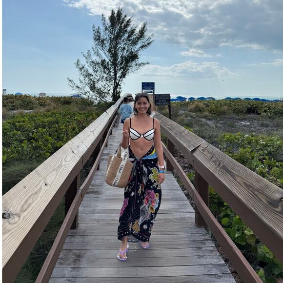 Agua Bendita Marine Embellished Pareo Sarong One Size - Picture 7 of 7